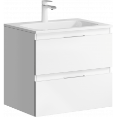 Accent Подвесная тумба с двумя ящиками в белом цвете с умывальником из литьевого мрамора