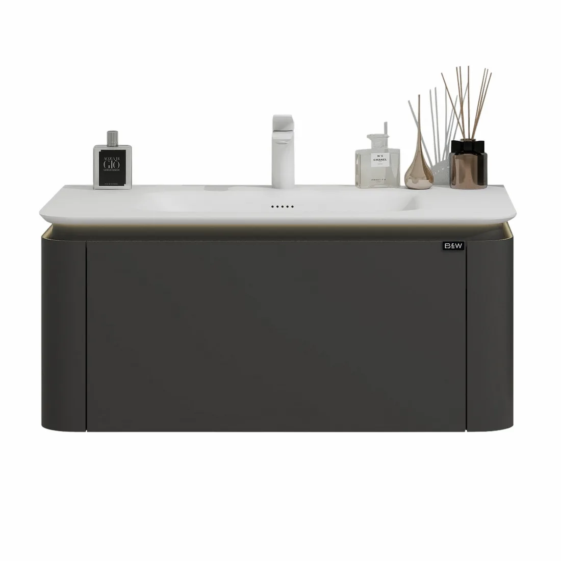 Мебель  U935.0900 основной шкаф P02,Unihopper,Corian раковина-столешница/LED light (900x520x400)