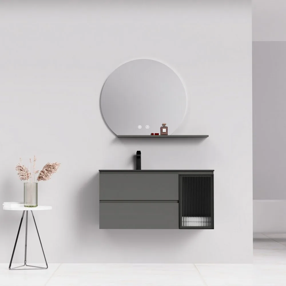 Мебель  BC-2055-1000L основной шкаф цвет:MFC085,раковина art marble(matte black) (1000x550x500)