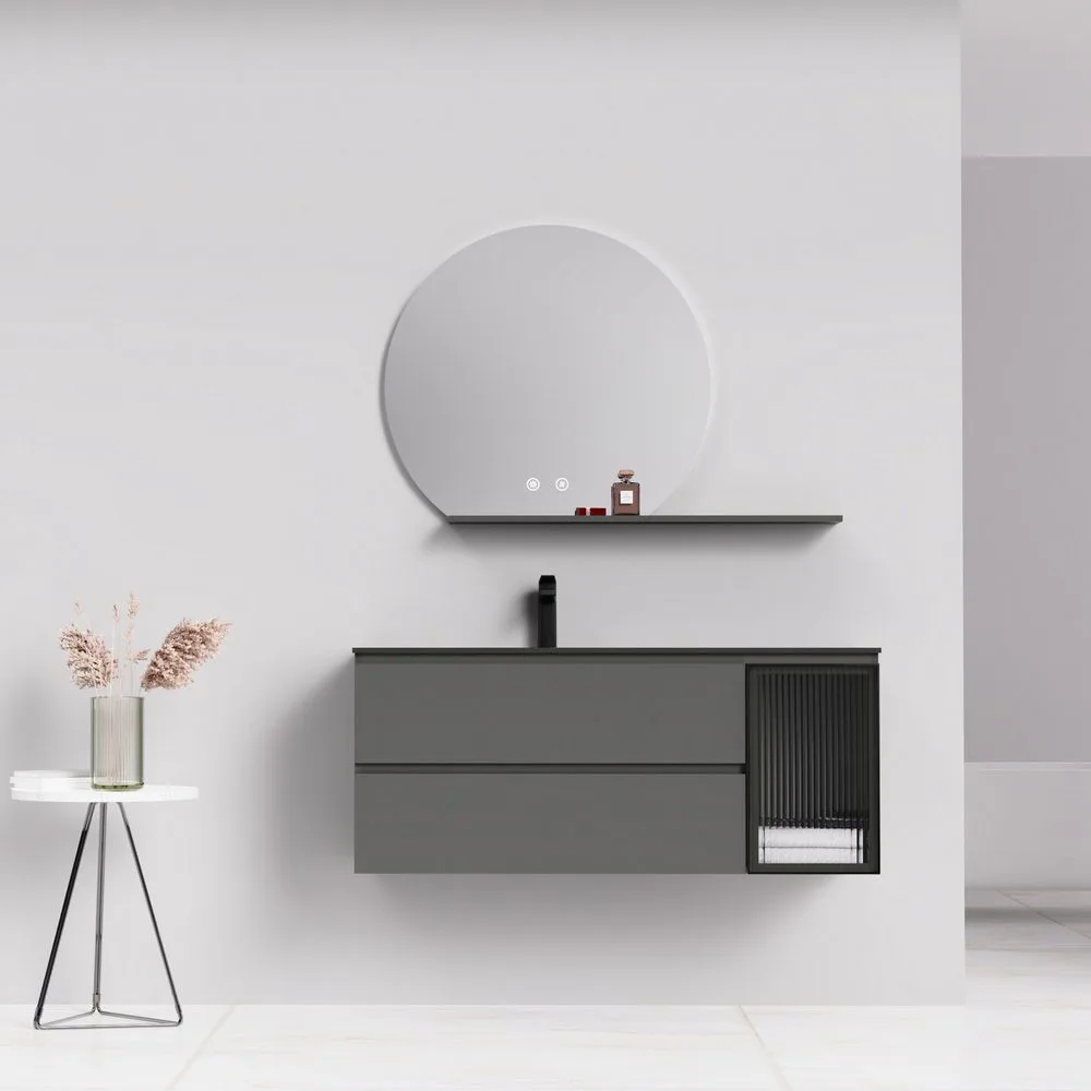 Мебель  BC-2055-1200L основной шкаф цвет:MFC085,раковина art marble(matte black) (1200x550x500)